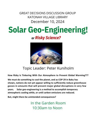 Great Decisions discussion:  Solar Geo-Engineering