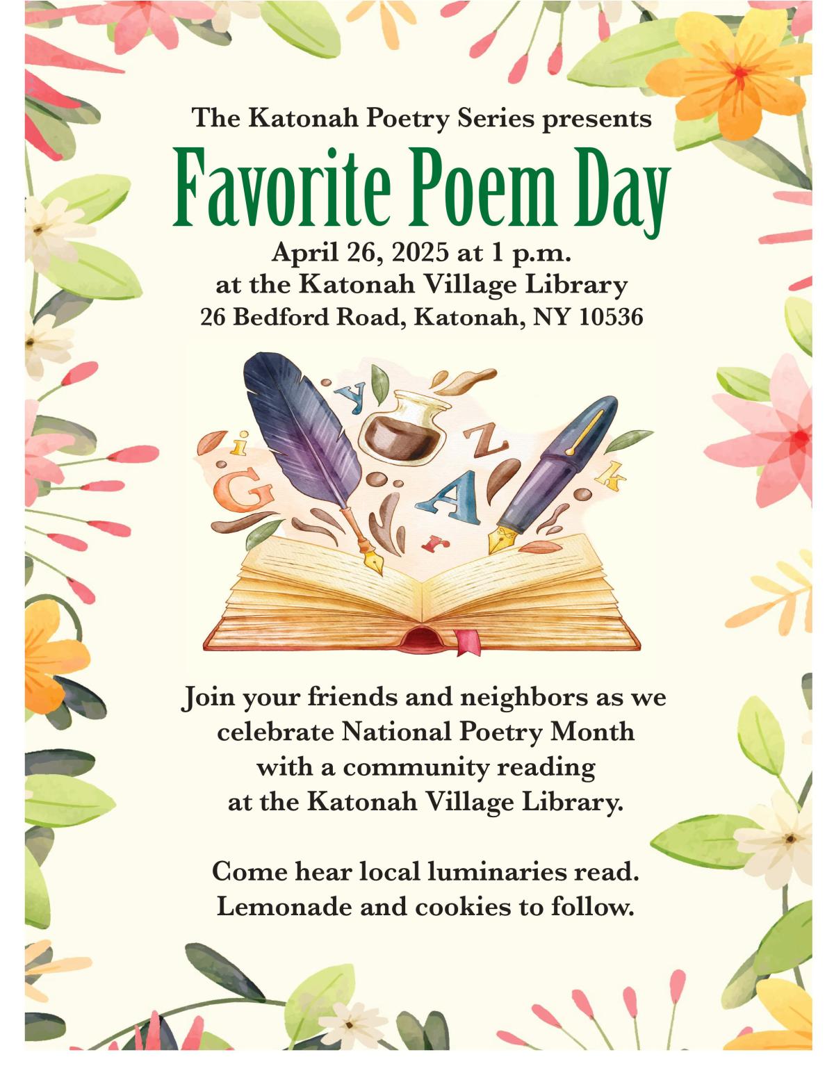 Favorite Poem Day: Join your friends and neighbors as we celebrate National Poetry Month